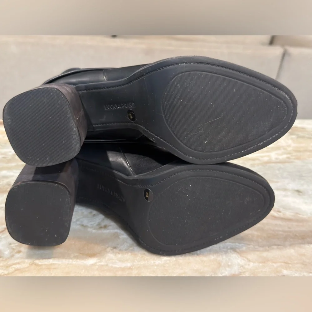 Women’s LUCKY BRAND Nathari Foldover black leather knee high boot- Size 8.5 - Picture 8 of 11